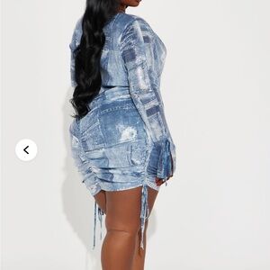 Blue Denim Print Dress with bralette